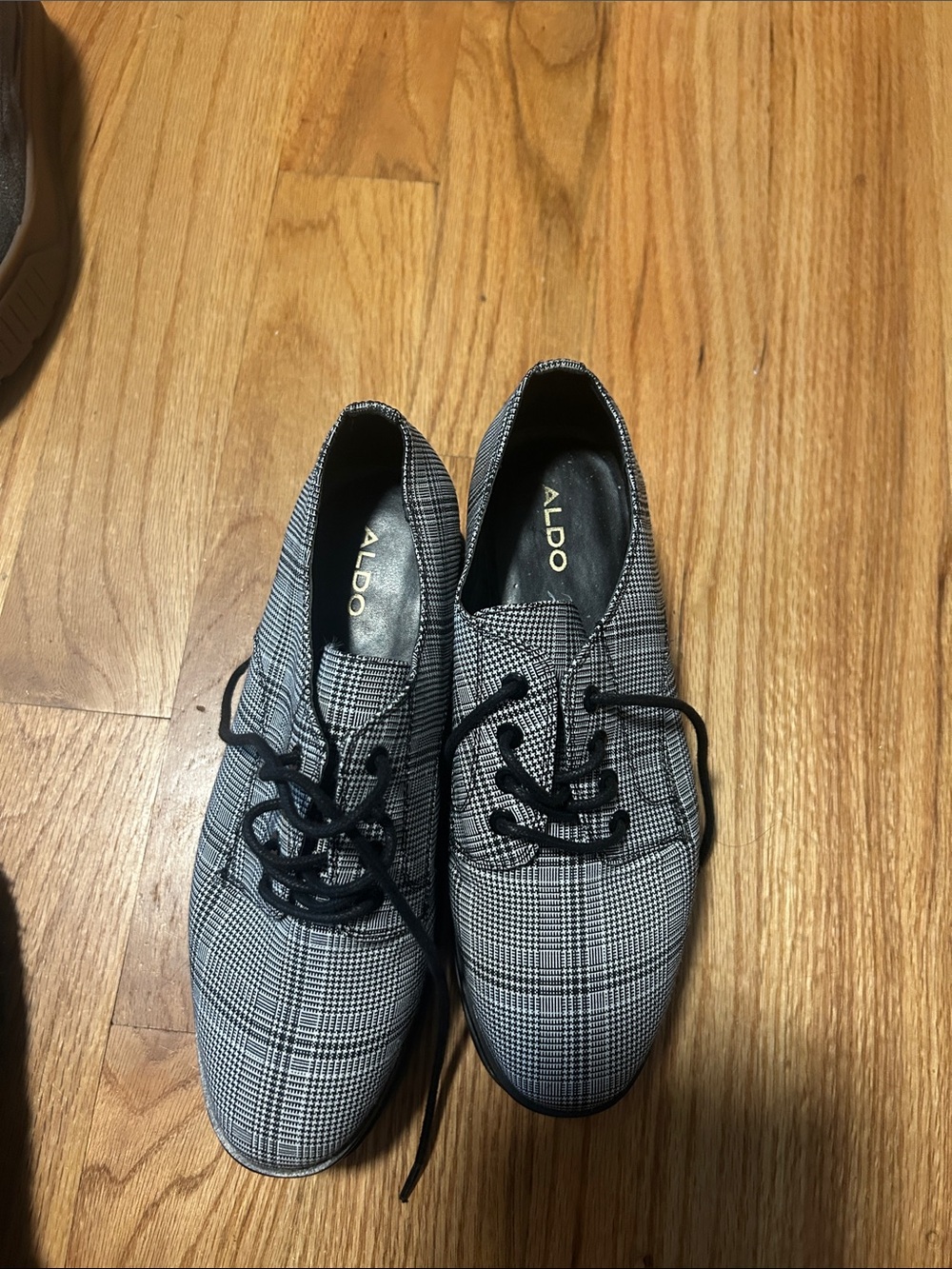 ALDO Black & White Plaid Oxford Shoes